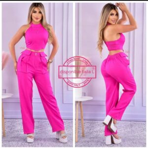 Conjunto blusa y pantalon rosa
